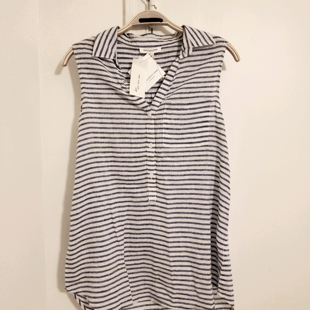 NWT Linen blend Beach Top | Beachlunchlounge Sz Sm